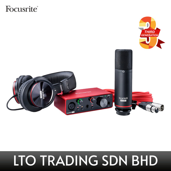 FOCUSRITE SCARLETT SOLO STUDIO (3rd Generation) 2x2 USB Audio Interface with Microphone & Headphones